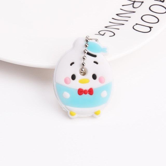 Cute Cartoon Keychain Silicone Cat Dog Protective Key Case Cover for Key Control Dust Cap Holder Gift Women Key Chain