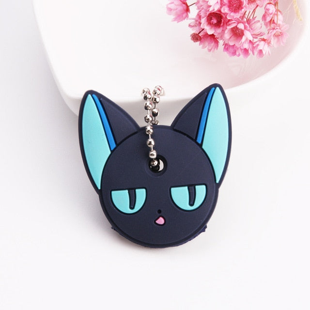 Cute Cartoon Keychain Silicone Cat Dog Protective Key Case Cover for Key Control Dust Cap Holder Gift Women Key Chain