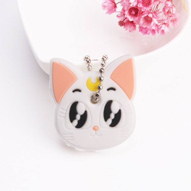 Cute Cartoon Keychain Silicone Cat Dog Protective Key Case Cover for Key Control Dust Cap Holder Gift Women Key Chain