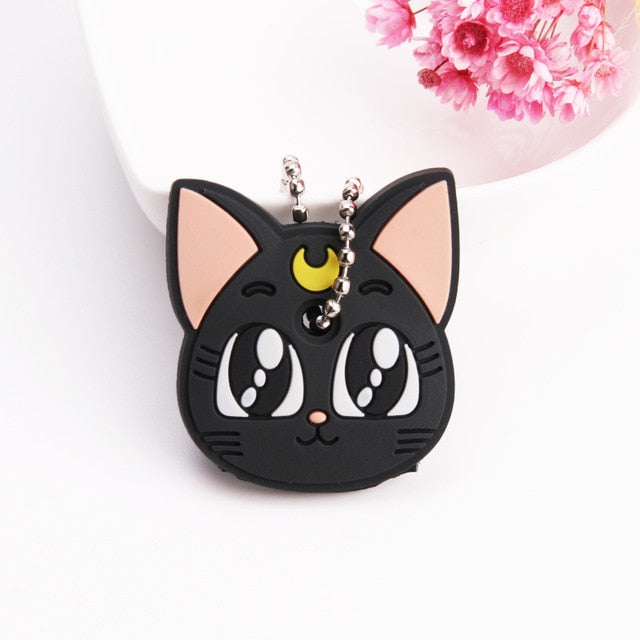 Cute Cartoon Keychain Silicone Cat Dog Protective Key Case Cover for Key Control Dust Cap Holder Gift Women Key Chain