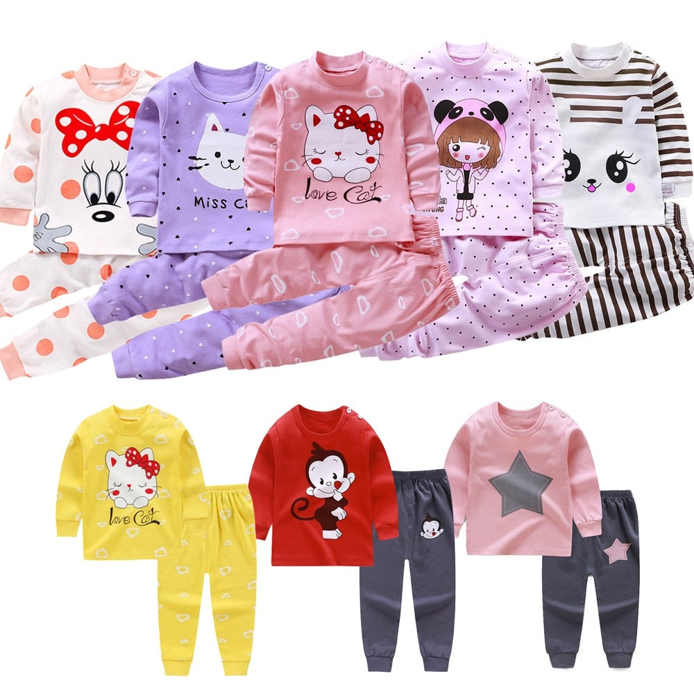 Children Pajamas Baby Clothing Set Kids Unicorn Cartoon Sleepwear Autumn Cotton Nightwear Boys Girls Animal Pyjamas Pijamas Set