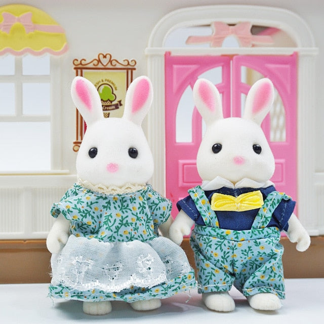 Simulation Forest Rabbit Family Doll Dollhouse Figures Furniture DIY Playset PlayHouse Bedroom Girl Toys Accessories Xmas Gifts