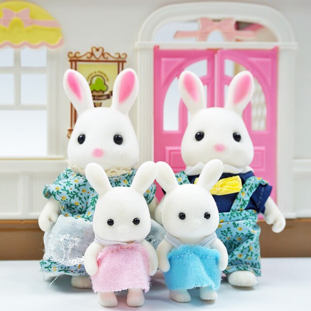 Simulation Forest Rabbit Family Doll Dollhouse Figures Furniture DIY Playset PlayHouse Bedroom Girl Toys Accessories Xmas Gifts