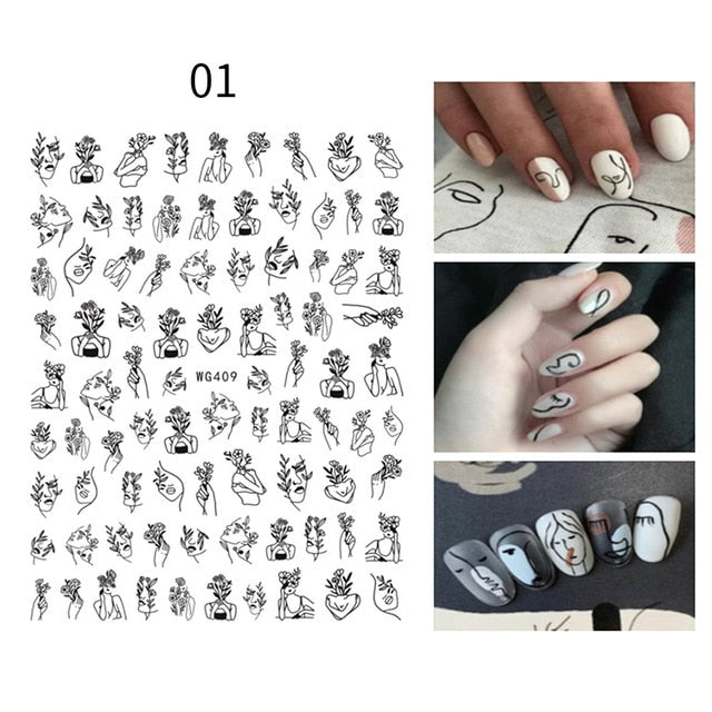 Gold 3D Nail Sticker Curve Stripe Lines Nails Stickers Gradient Adhesive Striping Tape Nail Foil Nail Art Stickers Decals Silver