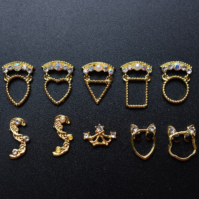 10PCs Mix Random 3D Gems Rhinestones Nails Strass Nail Art Decorations Stone Accessories Supplies Charms Butterfly Glitter