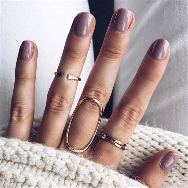 2020 Fashion Simple Design anillos Vintage Silver Color Joint Rings Sets for Women Jewelry Korean Version Joint Rings