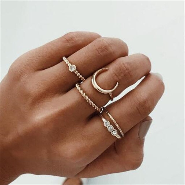 2020 Fashion Simple Design anillos Vintage Silver Color Joint Rings Sets for Women Jewelry Korean Version Joint Rings