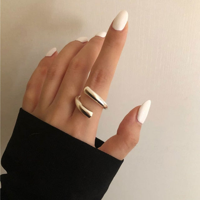 Foxanry Minimalist 925 Sterling Silver Rings for Women Fashion Creative Hollow Irregular Geometric Birthday Party Jewelry Gifts