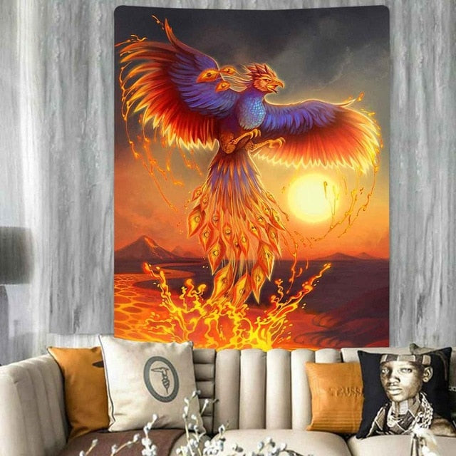 Simsant Viking Raven Tapestry Mysterious Viking Meditation Psychedelic Runes Art Wall Hanging Tapestries for Living Room Decor