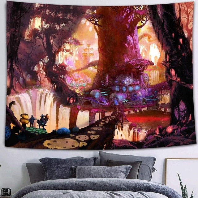 Simsant Viking Raven Tapestry Mysterious Viking Meditation Psychedelic Runes Art Wall Hanging Tapestries for Living Room Decor