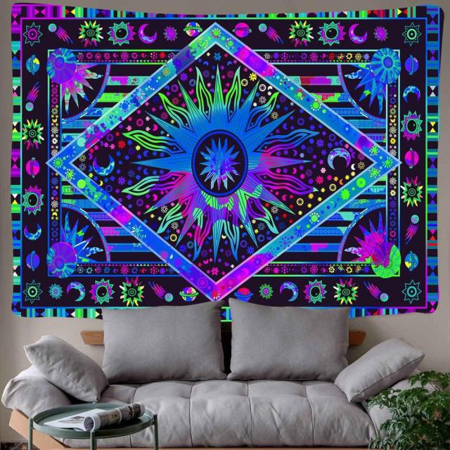 Simsant Viking Raven Tapestry Mysterious Viking Meditation Psychedelic Runes Art Wall Hanging Tapestries for Living Room Decor