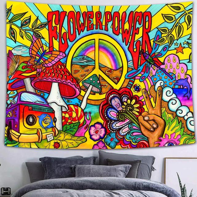 Simsant Viking Raven Tapestry Mysterious Viking Meditation Psychedelic Runes Art Wall Hanging Tapestries for Living Room Decor