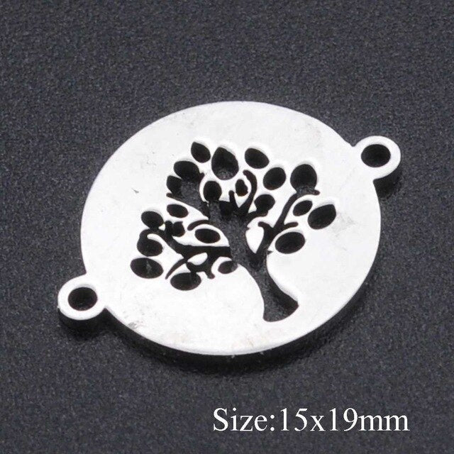 5pcs/lot Maple Leaf DIY Charms Wholesale 100% Stainless Steel Lucky Clover Connectors Charm Tree of Life  Jewelry Pendant