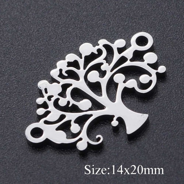 5pcs/lot Maple Leaf DIY Charms Wholesale 100% Stainless Steel Lucky Clover Connectors Charm Tree of Life  Jewelry Pendant