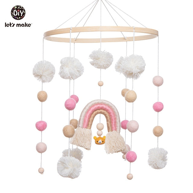 Let's Make Dropshipping Baby Rattles Crib Mobiles Toy Bed Bell Musical Box 0-12month Cloud Cotton Carousel For Cots Projection