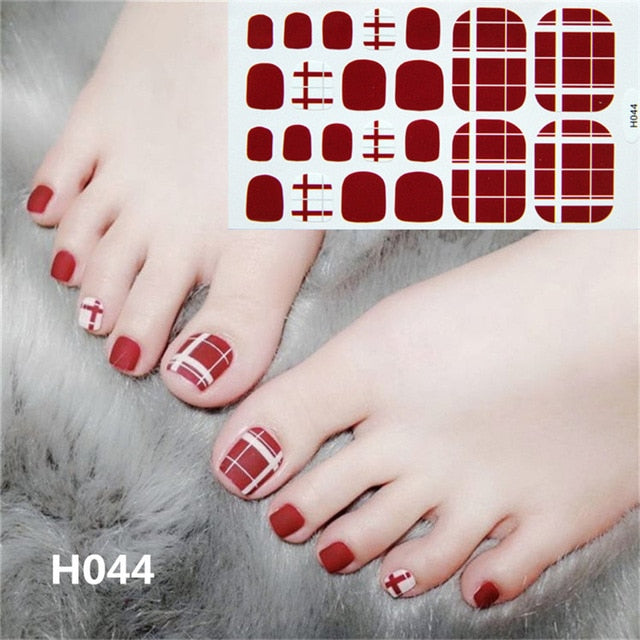 Lamemoria 1pc Toe Nail Sticker H Series Glitter Summer Style Flower Tips Manicure Full Toenail Art Supplies Foot Decal for Women