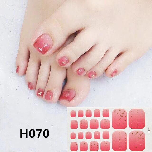 Lamemoria 1pc Toe Nail Sticker H Series Glitter Summer Style Flower Tips Manicure Full Toenail Art Supplies Foot Decal for Women