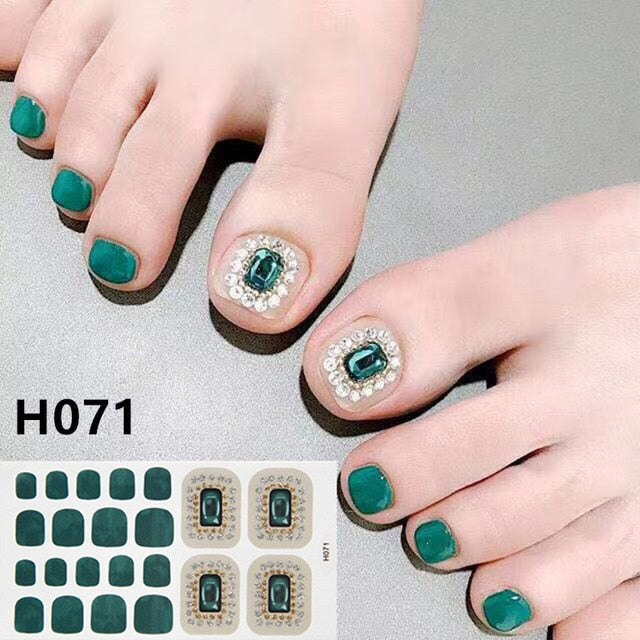 1Sheet Adhesive Toe Nail Sticker Glitter Summer Style Tips Full Cover Toe Nail Art Supplies Foot Decal for Women Girls Drop Ship