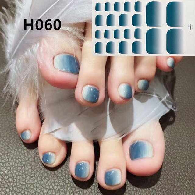 1Sheet Adhesive Toe Nail Sticker Glitter Summer Style Tips Full Cover Toe Nail Art Supplies Foot Decal for Women Girls Drop Ship