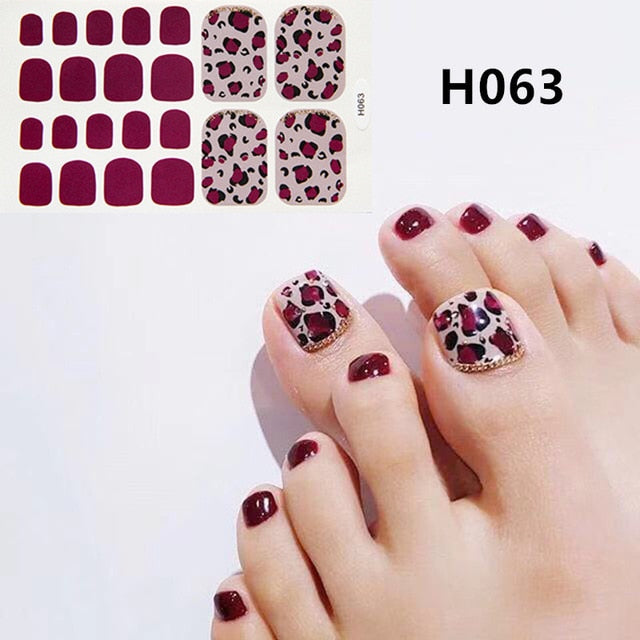 1Sheet Adhesive Toe Nail Sticker Glitter Summer Style Tips Full Cover Toe Nail Art Supplies Foot Decal for Women Girls Drop Ship