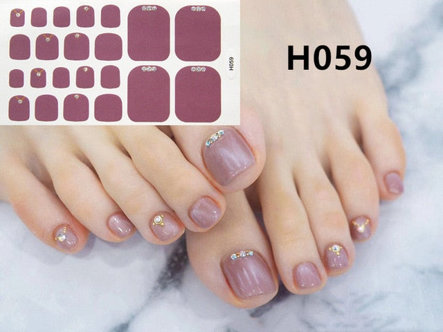 1Sheet Adhesive Toe Nail Sticker Glitter Summer Style Tips Full Cover Toe Nail Art Supplies Foot Decal for Women Girls Drop Ship