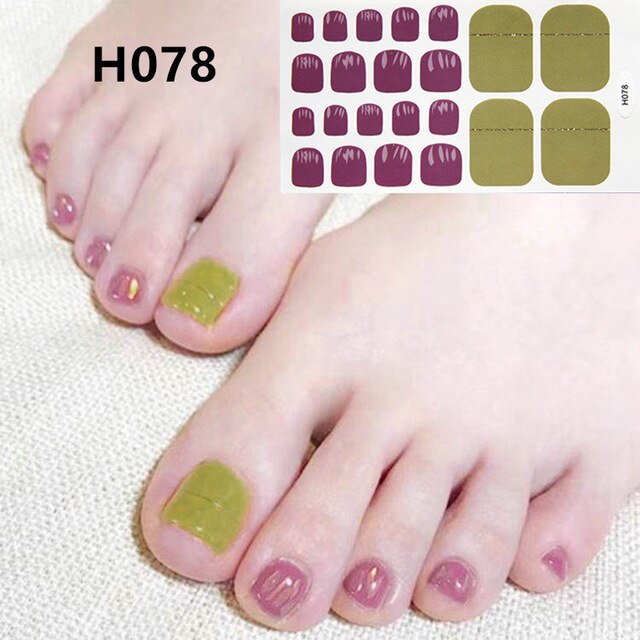 1Sheet Adhesive Toe Nail Sticker Glitter Summer Style Tips Full Cover Toe Nail Art Supplies Foot Decal for Women Girls Drop Ship