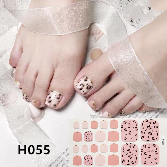 1Sheet Adhesive Toe Nail Sticker Glitter Summer Style Tips Full Cover Toe Nail Art Supplies Foot Decal for Women Girls Drop Ship