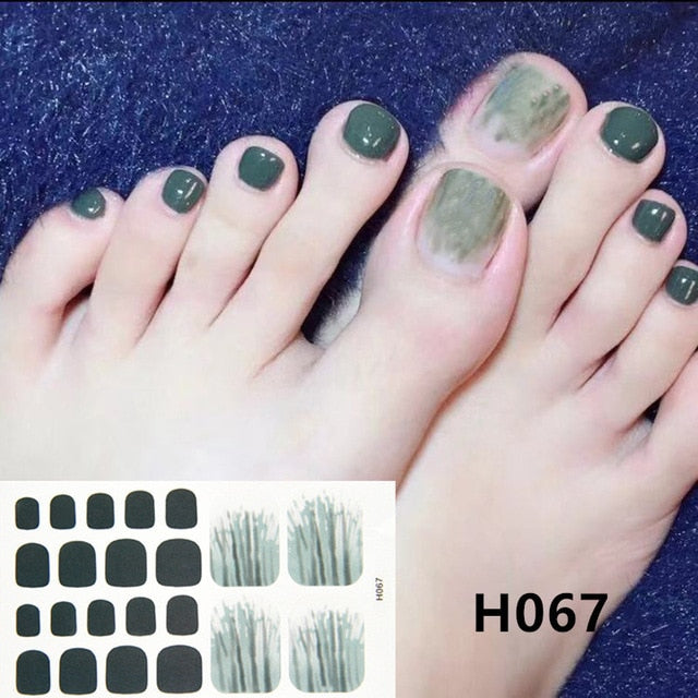 1Sheet Adhesive Toe Nail Sticker Glitter Summer Style Tips Full Cover Toe Nail Art Supplies Foot Decal for Women Girls Drop Ship