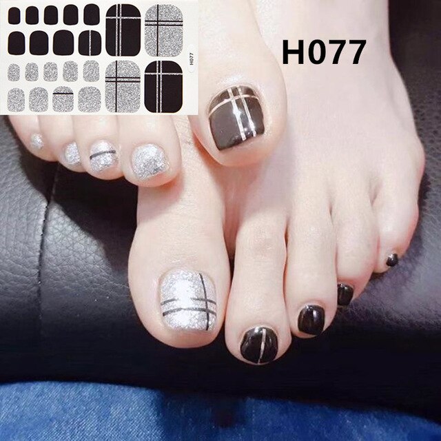 1Sheet Adhesive Toe Nail Sticker Glitter Summer Style Tips Full Cover Toe Nail Art Supplies Foot Decal for Women Girls Drop Ship