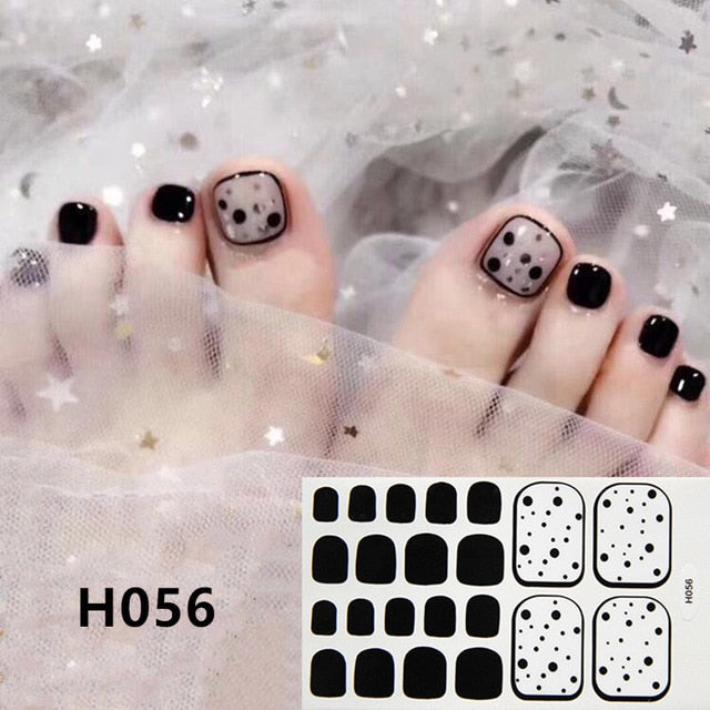 1Sheet Adhesive Toe Nail Sticker Glitter Summer Style Tips Full Cover Toe Nail Art Supplies Foot Decal for Women Girls Drop Ship