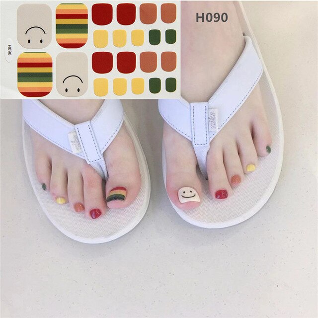 1Sheet Adhesive Toe Nail Sticker Glitter Summer Style Tips Full Cover Toe Nail Art Supplies Foot Decal for Women Girls Drop Ship