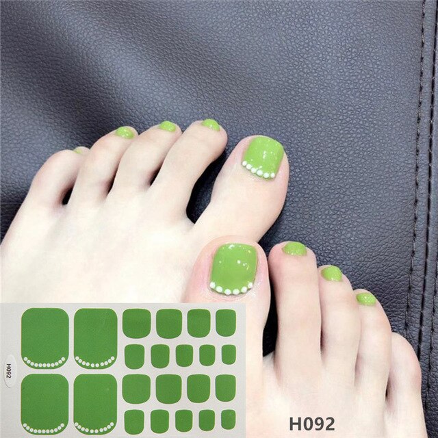 1Sheet Adhesive Toe Nail Sticker Glitter Summer Style Tips Full Cover Toe Nail Art Supplies Foot Decal for Women Girls Drop Ship