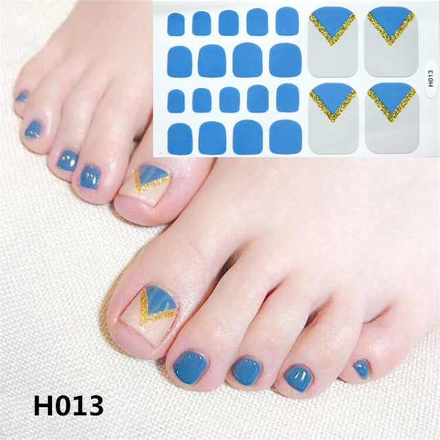 1Sheet Adhesive Toe Nail Sticker Glitter Summer Style Tips Full Cover Toe Nail Art Supplies Foot Decal for Women Girls Drop Ship