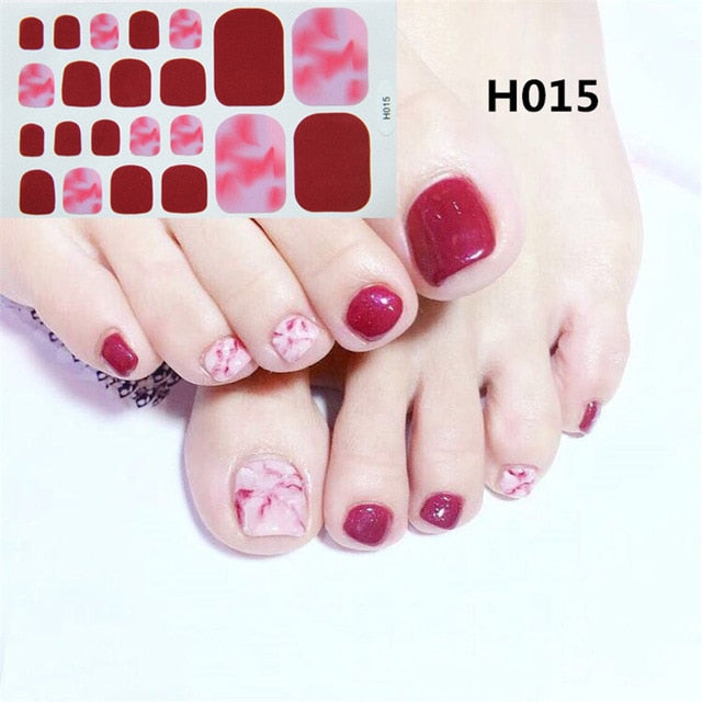 1Sheet Adhesive Toe Nail Sticker Glitter Summer Style Tips Full Cover Toe Nail Art Supplies Foot Decal for Women Girls Drop Ship