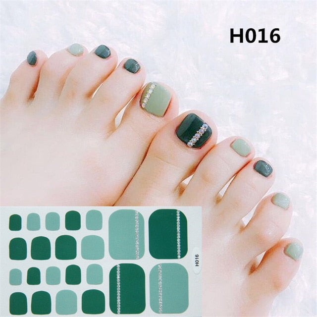 1Sheet Adhesive Toe Nail Sticker Glitter Summer Style Tips Full Cover Toe Nail Art Supplies Foot Decal for Women Girls Drop Ship