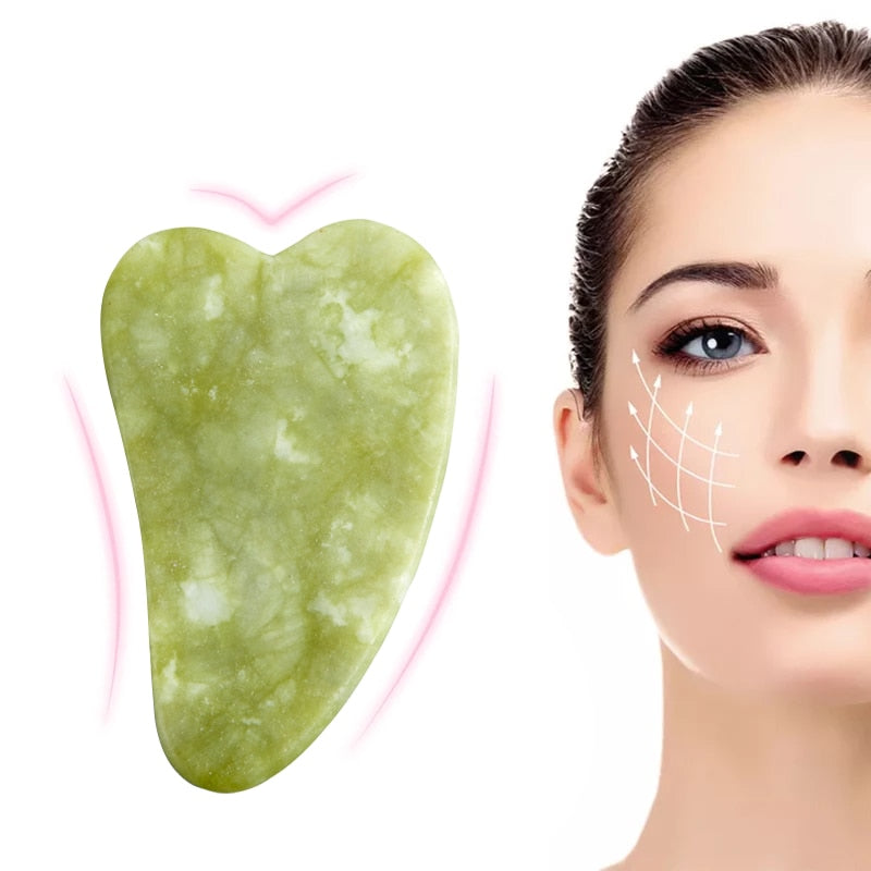 Natural Jade Face Massager Gua sha Scraper Board Facial Guasha Meridian Muscle Relaxation Skin Lifting Face Thin Gouache Scraper