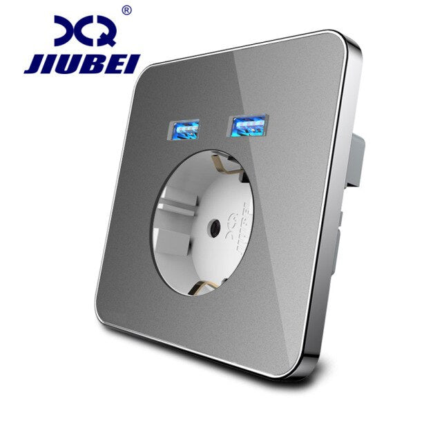 JIUBEI Wall Socket eu standard power outlet with dual home usb plug charger power socket with usb universal socket