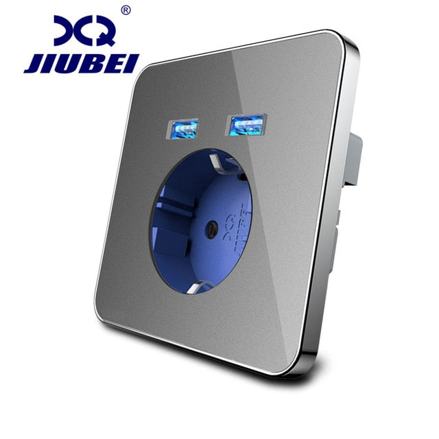 JIUBEI Wall Socket eu standard power outlet with dual home usb plug charger power socket with usb universal socket