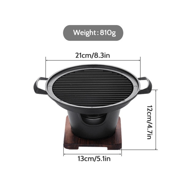 TEENRA Mini BBQ Grill Japanese Alcohol Stove Home Smokeless Barbecue Grill Outdoor BBQ Plate Roasting Meat Tools