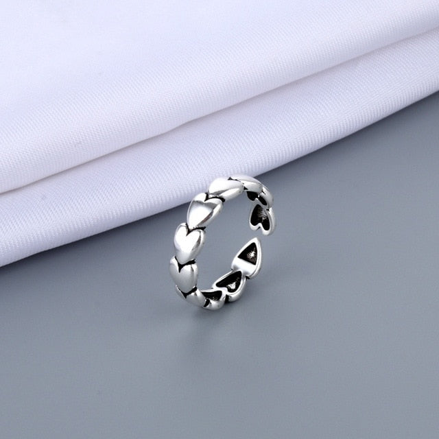 Vintage Ancient Silver Color Happy Smiling Face Open Rings for Women Punk Hip Hop Adjustable Ring Fashion Jewelry Best Gift