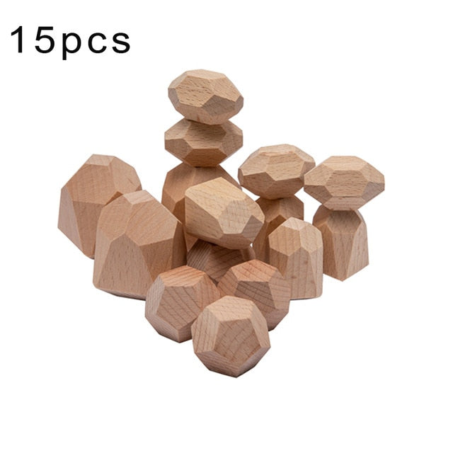 Baby Toy Wooden Jenga Building Block Colored Stone Creative Educational Toys Nordic Style Stacking Game Rainbow Stone Wooden Toy