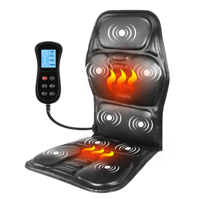 KLASVSA Electric Portable Heating Vibrating Back Massager Chair In Cushion Car Home Office Lumbar Neck Mattress Pain Relief
