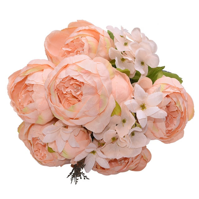 1Bunch European Artificial Peony Flowers Silk Fake Flowers Wedding Party Home Decoration Flower Bouquet Wreath DIY Scrapbooking