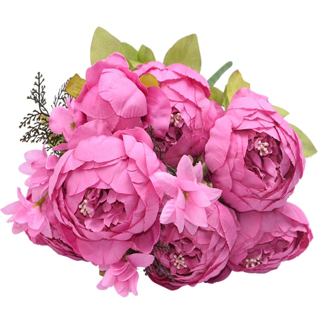 1Bunch European Artificial Peony Flowers Silk Fake Flowers Wedding Party Home Decoration Flower Bouquet Wreath DIY Scrapbooking