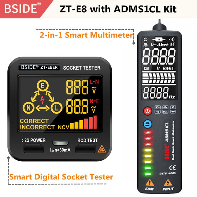 BSIDE 2.4’‘ LCD Voltage Detector Non-contact Circuit Volt Tester Pen Voltmeter NCV Socket Live Wire Check Hz Ohm Continuity