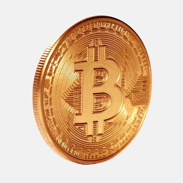 Bitcoin Commemorative Coin BIT Coin Art Collection Gold Plated Bitcoin BTC with Case Physical Metal Antique Imitation Coins