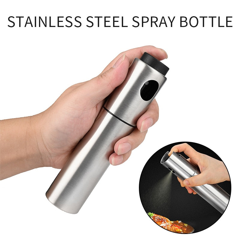 Olive Oil Vinegar Sprayer Oil Spray Bottle Pump Stainless Steel Oil Dispenser Seasoning Kettle BBQ Kitchen Tool