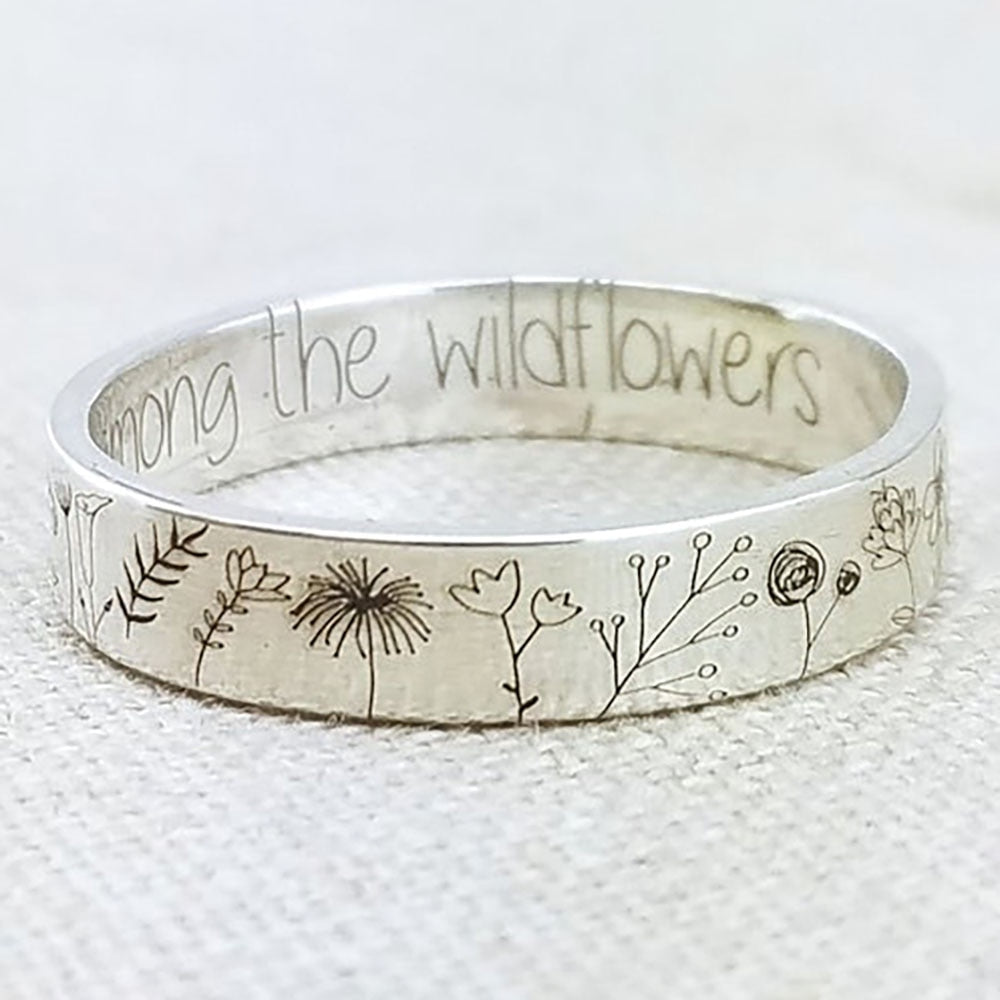 Vintage Simplicity Carved Flower Ring for Women Men Bohemian Delicate Wildflowers Floral Daisy Handmade Ring for Female Gift