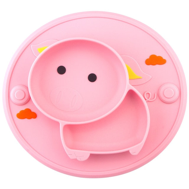 Baby Silicone Plate Set Self-Feeding Antislip Saucer Suction Children's Tableware Silicone Dish for Baby-Led Weaning 9 Months+