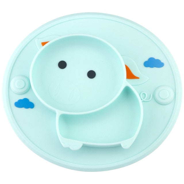 Baby Silicone Plate Set Self-Feeding Antislip Saucer Suction Children's Tableware Silicone Dish for Baby-Led Weaning 9 Months+